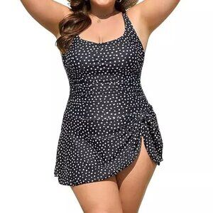 NWT Eomenie One Piece Swimdress Swimsuit Tummy Control Women's Medium